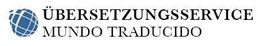 Logo mit Globus: Übersetzungsservice Mundo Traducido in schwarzer Schrift.