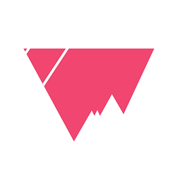 Rosa, abstrakte dreieckige Form mit Zacken auf weißem Hintergrund.