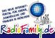 Website-Logo mit Globus und bunter Schrift: RadioFamily.de, für Kinder und Familien in München.