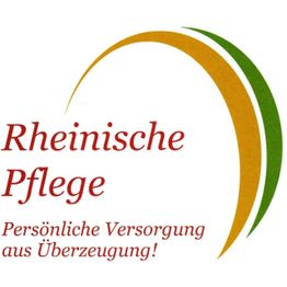 Logo der Rheinische Pflege mit dem Text: "Persönliche Versorgung aus Überzeugung!" in Rot.