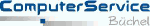 Logo mit Text "ComputerService Büchel" in blauer Schrift auf weißem Hintergrund.