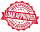 Red "Loan Approved" stamp with stars in circular design.