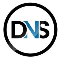 Logo with bold black letters "DNS" with a blue "N" inside a black circle.
