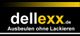 Logo von "dellexx.de" mit dem Slogan "Ausbeulen ohne Lackieren" auf schwarzem Hintergrund.
