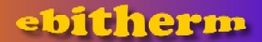 Gelber Schriftzug "ebitherm" auf einem lila-orangen Hintergrund.