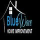 Logo of Blue Wave Home Improvement with a house outline on a black background.