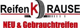 Logo von "Reifen KRAUSE", mit einem stilisierten Reifen. Text darunter: "NEU & Gebrauchtreifen".