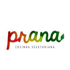 Texto em aquarela: "prana", com subtítulo "COZINHA VEGETARIANA".