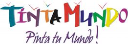 Texto colorido que dice "TintaMundo" y "Pinta tu Mundo!" con letras de diferentes colores.