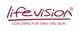 Logo mit der Aufschrift "lifevision - Coaching für Sinn und Sein" in bordeauxroter Schrift.