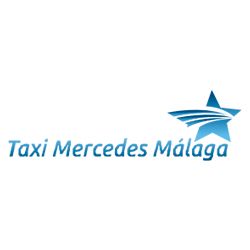 Logo de "Taxi Mercedes Málaga" con estrella azul estilizada a la derecha.
