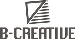 Schwarz-weißes Logo mit geometrischem Design und dem Text "B-CREATIVE" darunter.