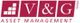 Logo von V&G Asset Management GmbH in roter Farbe mit Symbolen und Buchstaben.