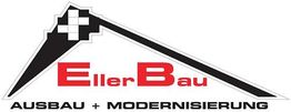 Logo von Eller Bau, zeigt ein Dach mit Schachbrettmuster. Text: "Ausbau + Modernisierung".