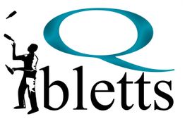 Silhouette eines jonglierenden Mannes und ein großes "Q" mit dem Schriftzug "bletts".