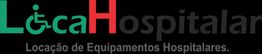 Logo da Loca Hospitalar com símbolo de cadeira de rodas. Texto: "Locação de Equipamentos Hospitalares."