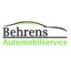 Logo von Behrens Automobilservice: Firmenname mit stilisiertem Autodach darüber.