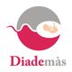 Logo Diademàs con un feto stilizzato in un cerchio rosso e grigio.