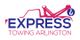 Logo of Express Towing Arlington with a pink tow truck outline above the text.