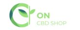 Logo de tienda CBD, letra "C" verde con hoja, texto "ON CBD SHOP".