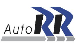 Logo con texto "Auto RR", flechas azules hacia la derecha y línea gris debajo.