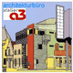 Illustration eines modernen Gebäudes mit bunten Fassaden, Logo "architekturbüro atelier 13" oben links.