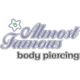 Logo of "Almost Famous Body Piercing" with star graphic.