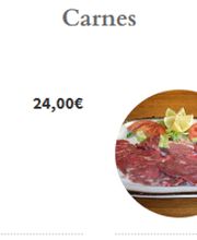 Menú de carnes: entrecot de buey 24€ y presa ibérica 16,90€, ambos con acompañamientos.