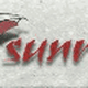 Rotes Logo mit Regenschirm und dem Wort "sunrise" auf grauem Hintergrund.