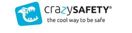 CrazySafety logo med tegnet, brølende dyreansigt og slogan "the cool way to be safe."