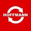 Rotes Logo mit dem weißen Schriftzug "HOFFMANN" und zwei Pfeilen im Kreis.
