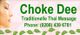 Profil einer Frau, Text: Choke Dee, Traditionelle Thai-Massage, Telefon: (0208) 439 6781.