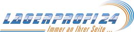 Logo mit Text "Lagerprofi 24", darunter "Immer an Ihrer Seite" und farbigen Linien rechts.
