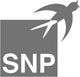 Logo mit Schriftzug "SNP" und einer stilisierten Schwalbe in Grau.