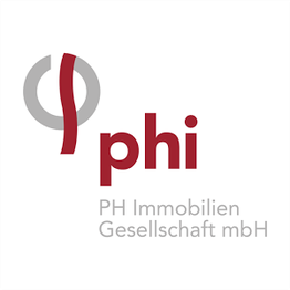 Logo von PH Immobilien Gesellschaft mbH mit rotem und grauem Design.
