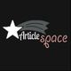 Logo with a white star, gray swooshes, and the text "Article space" on a black background.