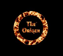 Texto "The Origen" rodeado de un anillo de fuego en fondo negro.