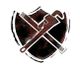 Shield with crossed wrench and pipe wrench on top, symbolizing mechanics or repair work.