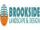Logo reads "Brookside Landscape & Design" with leaf and wave graphics.