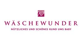 Logo der Marke "Wäschewunder" mit dem Slogan "Nützliches und Schönes rund ums Baby".