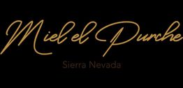 Texto en letra cursiva: "Miel el Purche" y abajo "Sierra Nevada", en fondo negro.