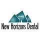 Logo of New Horizons Dental with mountain shapes and a tooth silhouette.