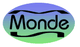 Logo mit dem Wort "Monde" in schwarzer Schrift auf blau-grünem ovalen Hintergrund.