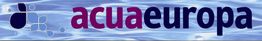 Logo de "acuaeuropa" sobre fondo de agua ondulante.