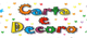 "Colorata scritta 'Carta e Decoro' circondata da stelline colorate su sfondo nero."