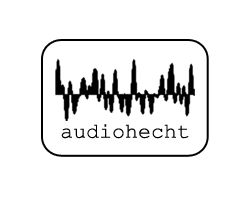 Logo mit schwarzer Tonwelle und dem Text "audiohecht" darunter.