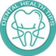 Icon of a tooth with floss surrounded by "Dental Health Tips" text in a green circle.