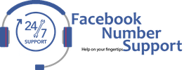 Headset logo with text: "24/7 Support. Facebook Number Support."