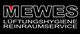 Logo: "MEWES" in weiß mit rotem Dreieck, darunter "Lüftungshygiene Reinraumservice" auf schwarzem Hintergrund.