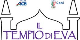 Logo "Il Tempio di Eva" con simboli di AICS e CONI italiani.